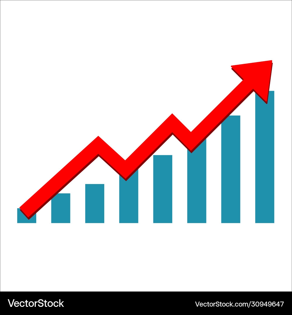 Growth Chart With Upward Arrow Royalty Free Vector VectorStock