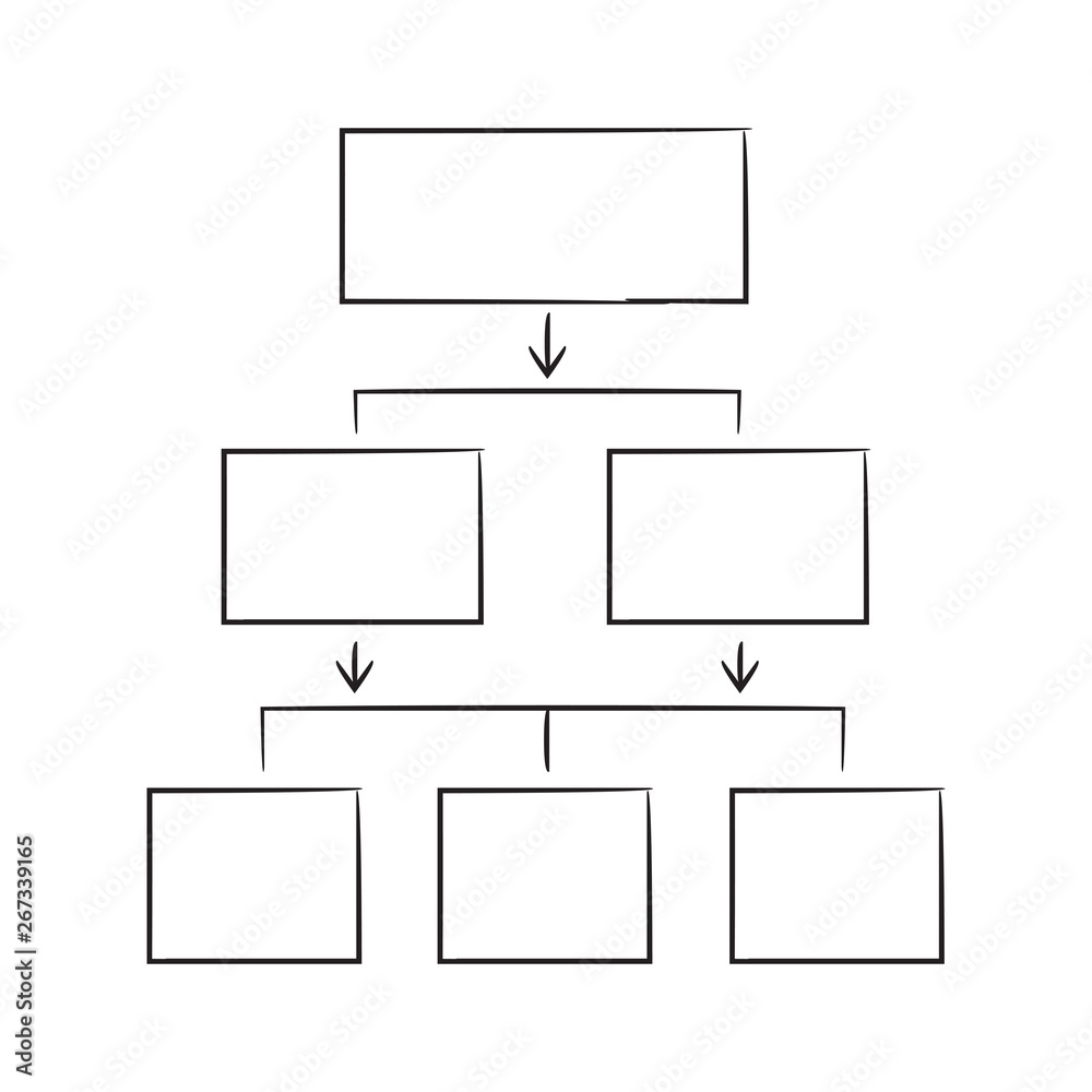 Hand Drawn Hierarchy Chart Diagram Template White Background Stock Vector Adobe Stock