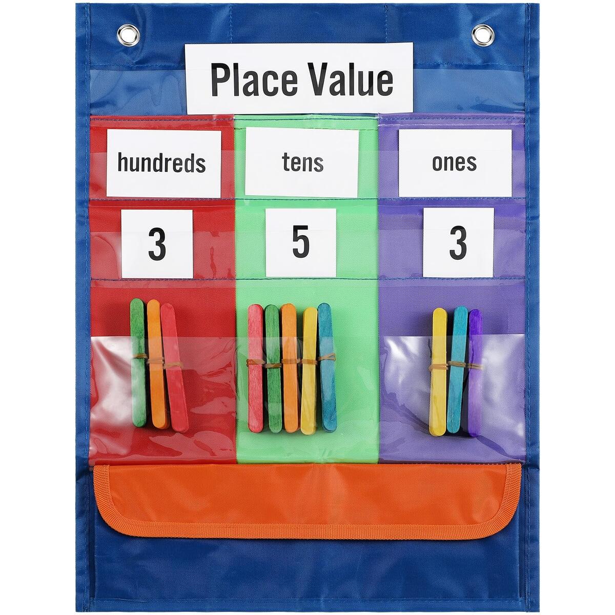 Amazon Place Value Manipulatives Pocket Chart For Classroom Thousands Hundreds Tens Ones Chart With 40 Number Cards Counting Days In School Calendar Math Board Math Bulletin Board Decor For Teachers Office