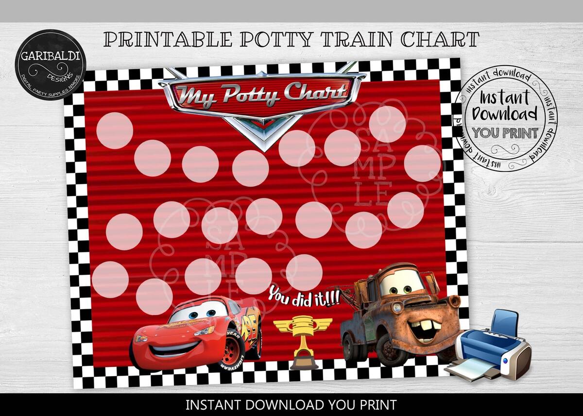 Instant Download Potty Training Chart Printable Race Cars Potty Train Chart Race Cars Reward Chart Race Cars Daily Routine Reward Chart RW Etsy