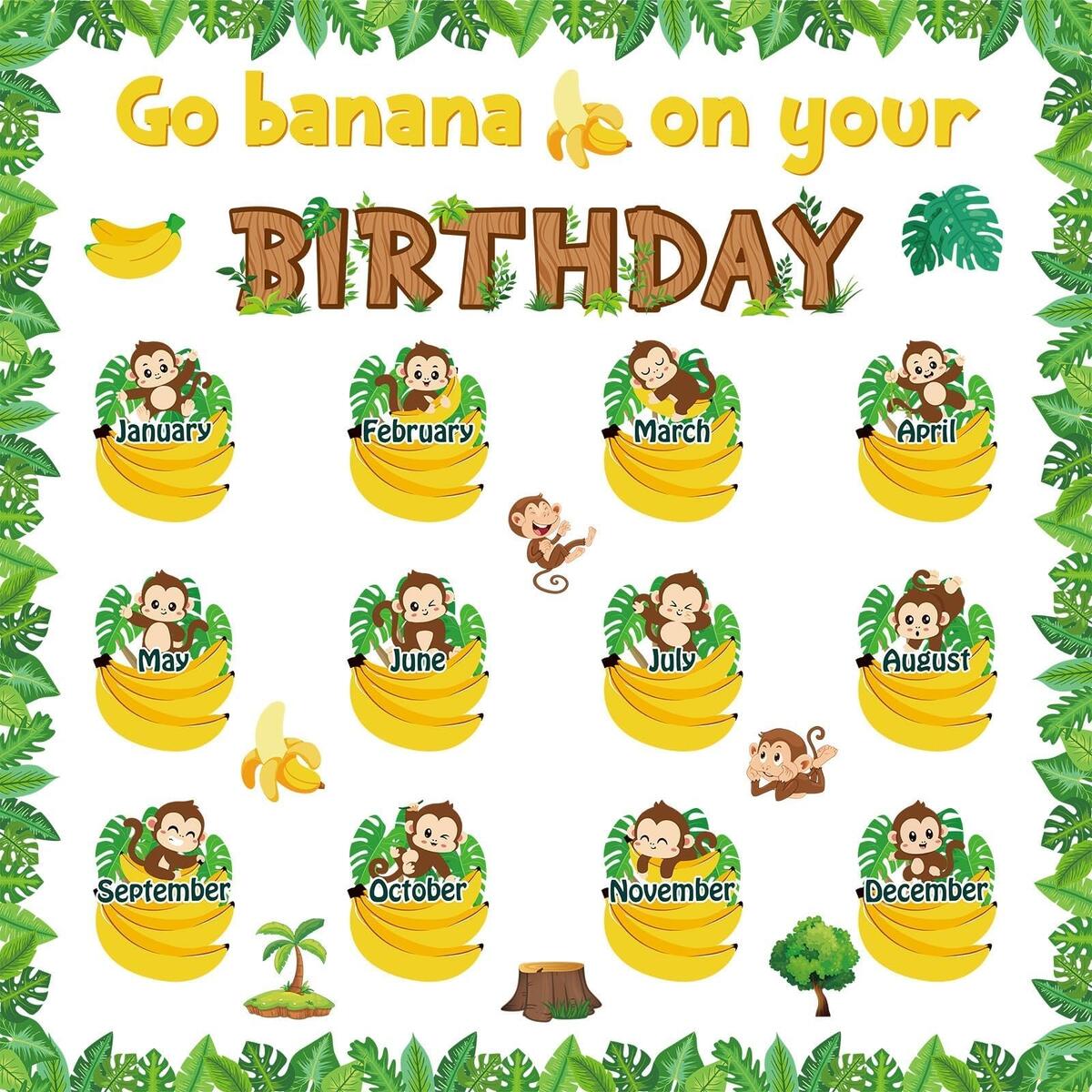 Jungle Classroom Supplies Monkey Birthday Jungle Safari Theme Classroom Decor With Monthly Cutouts Borders Bulletin Board Set