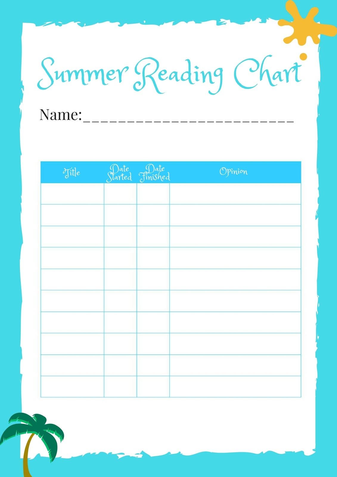 Keeping It Real Summer Reading Charts For Kids Free Printable