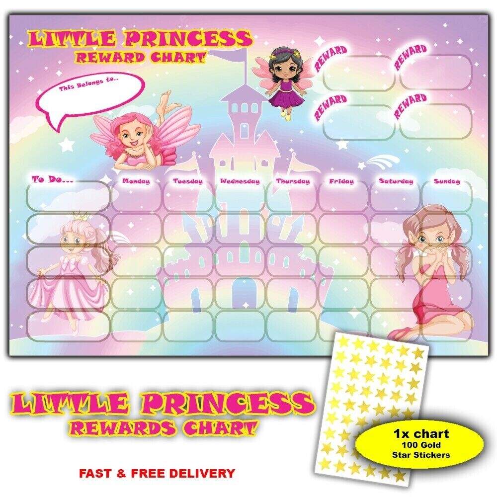 Little Princess Reward Chart For Kids 100 Gold Star Stickers Good Behaviour EBay Little Princess Reward Chart For Kids 100 Gold Star Stickers Good Behaviour EBay