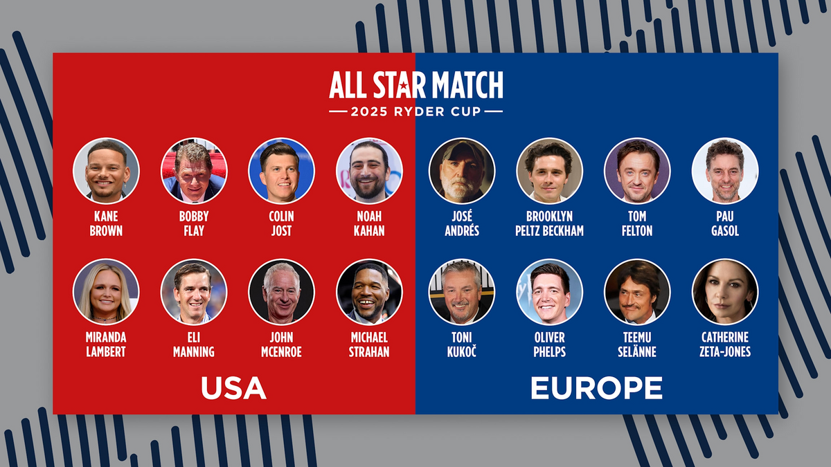 Michael Strahan Eli Manning Catherine Zeta Jones Pau Gasol Headline 2025 Ryder Cup All Star Celebrity Match