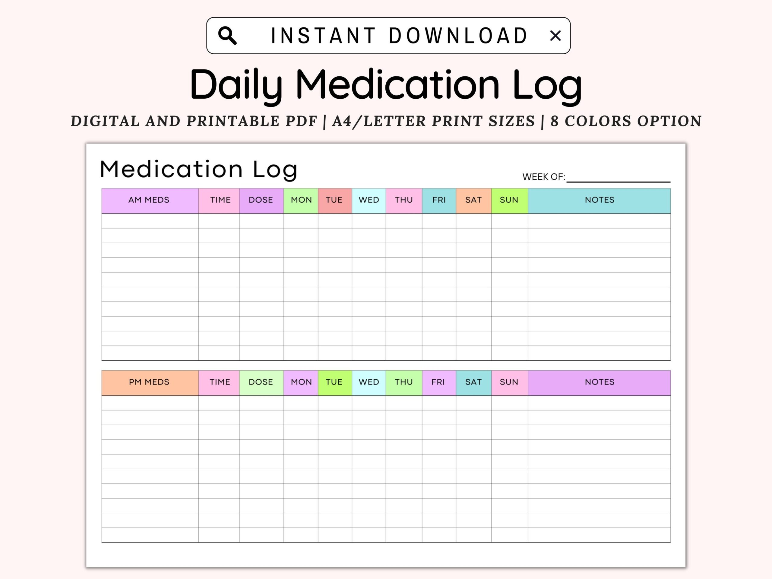 Minimalist Medication Tracker Printable Medication Log Medication List Medicine Tracker Caregiving Template Supplement Tracking PDF Etsy Sweden