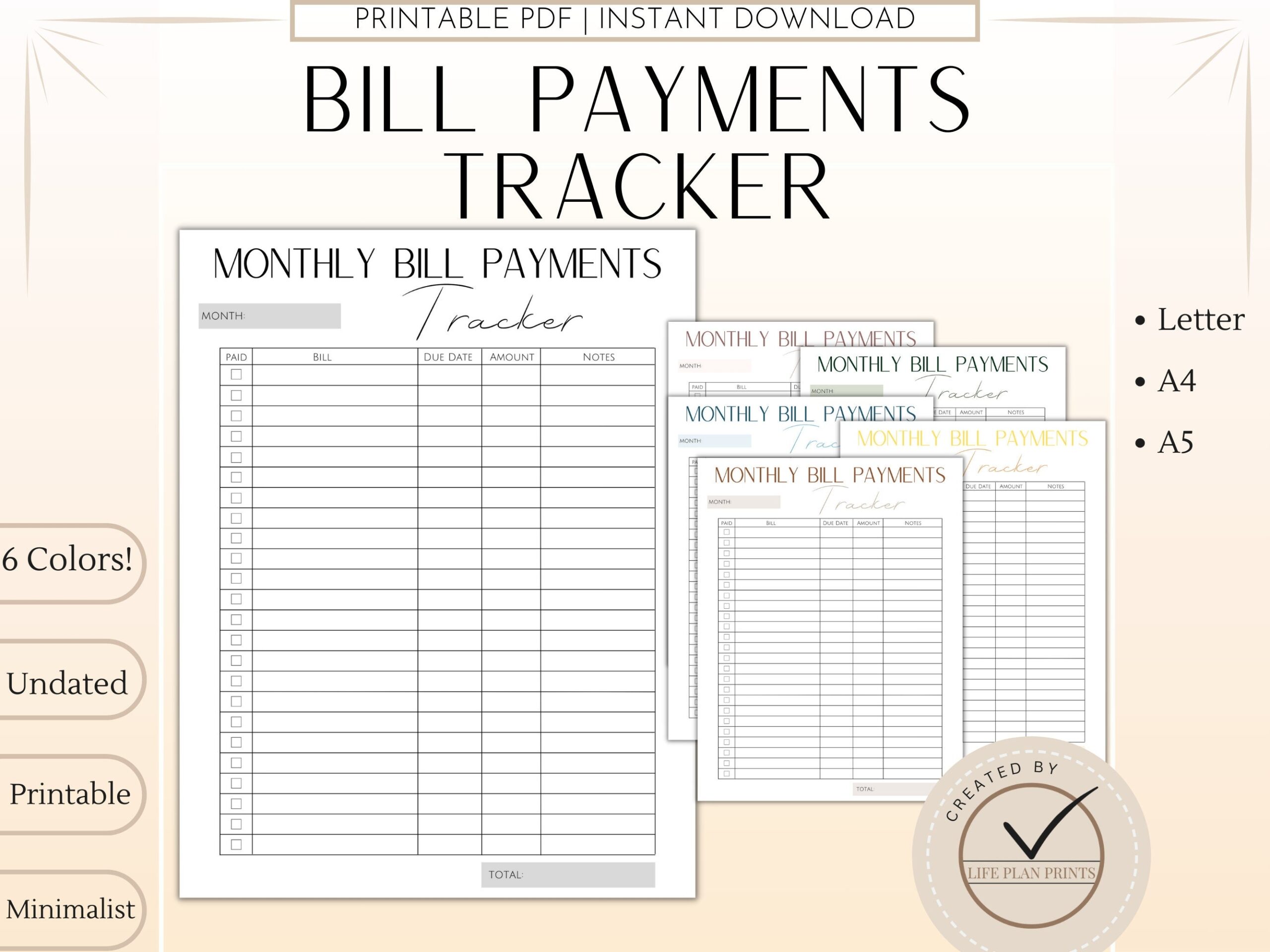 Printable Bill Payments Tracker Bills Log Monthly Bill Payments Chart Etsy