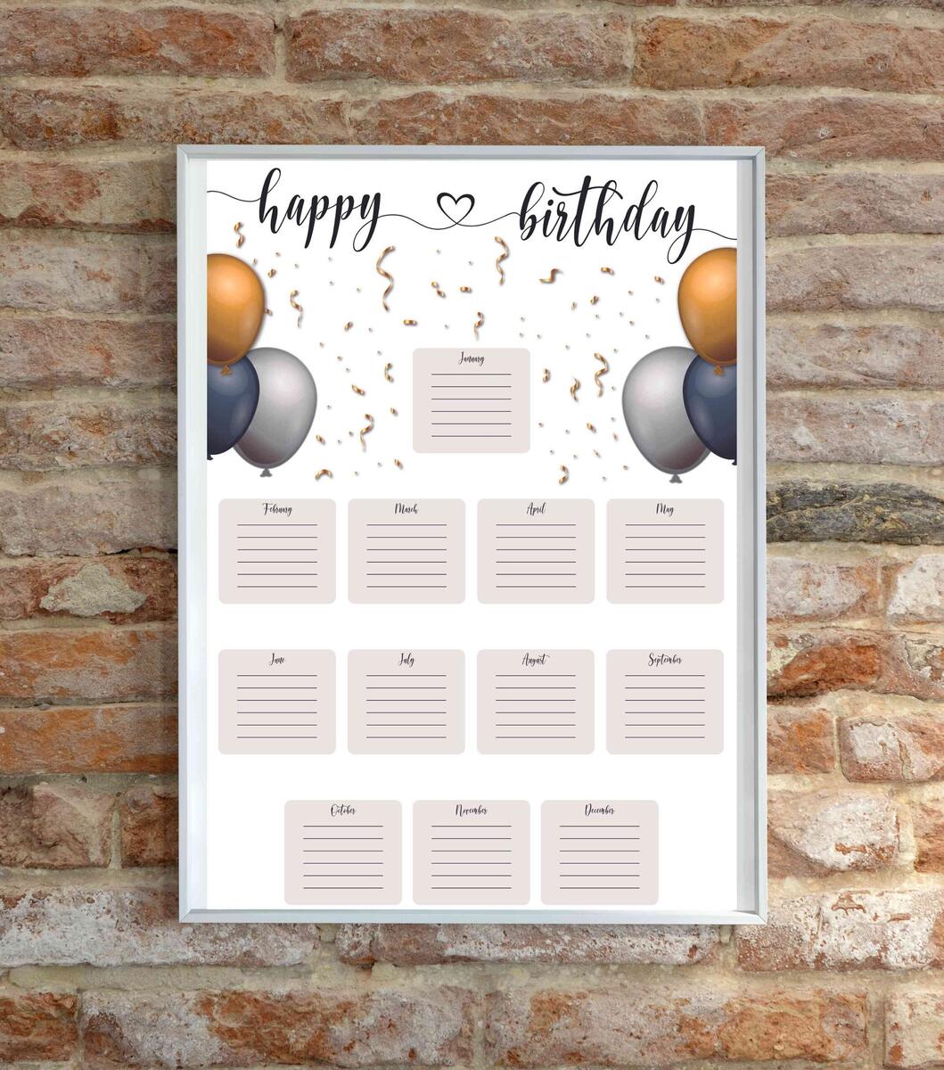 Free Printable Customizable Birthday Calendar Templates Canva