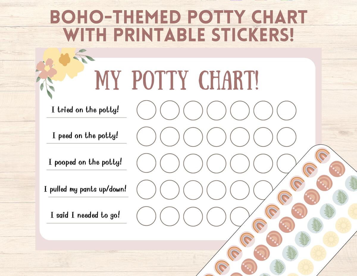 Printable Boho Themed Potty Chart With Stickers Etsy Printable Boho Themed Potty Chart With Stickers Etsy