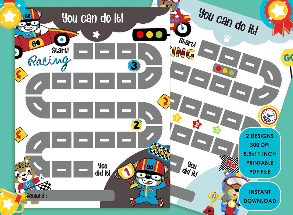 Printable Car Racing And Motorcycle Reward Chart For Kids Exciting Chore Responsibility Tracker With Cute Sticker Design Instant Download Etsy UK