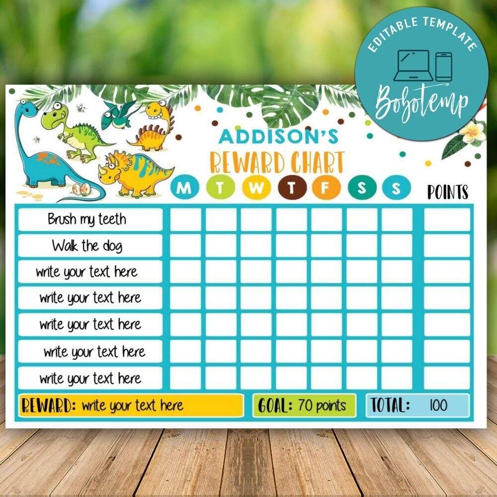 Printable Dinosaur Reward Chart Instant Download Bobotemp Printable Dinosaur Reward Chart Instant Download Bobotemp