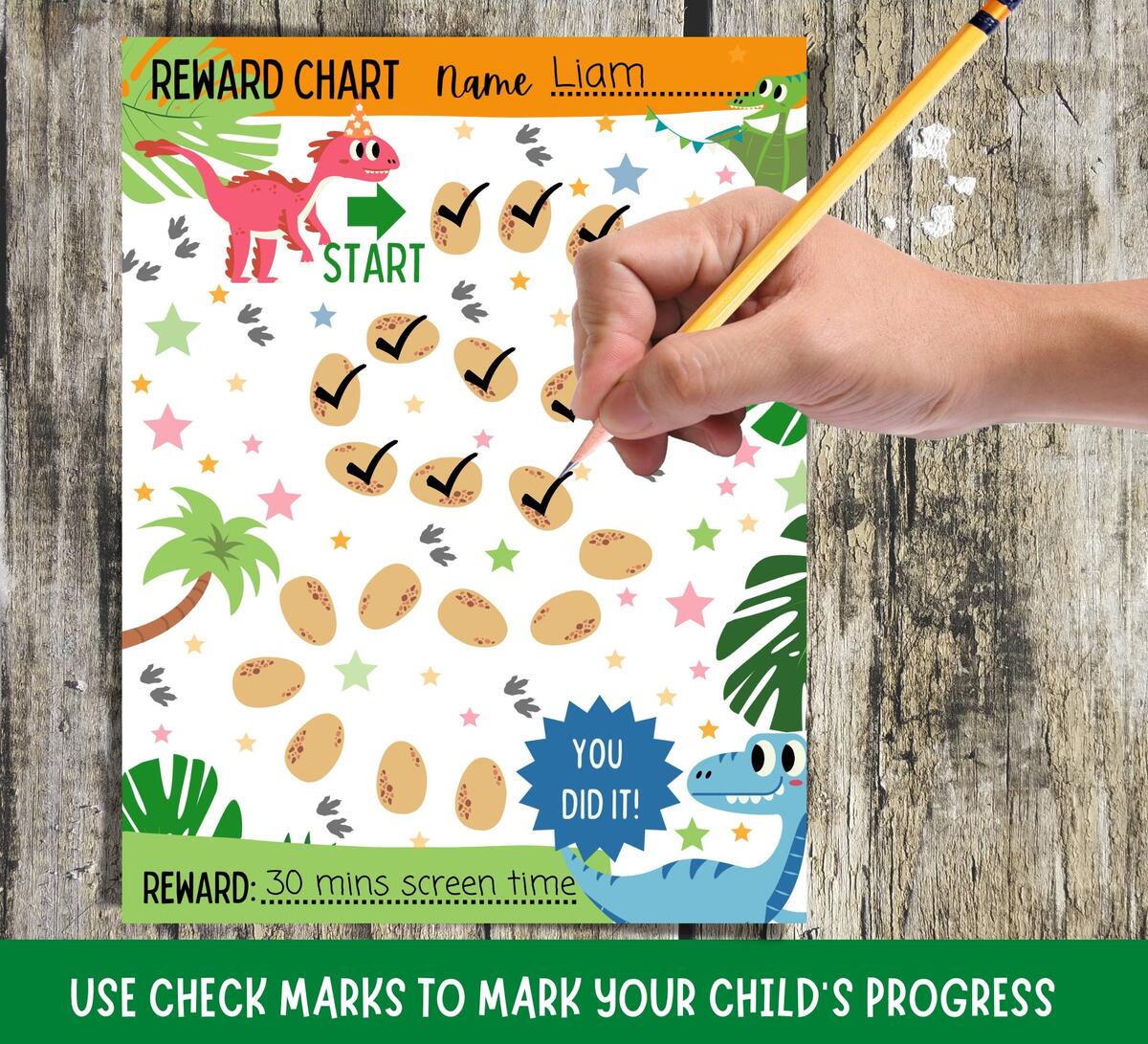Printable Dinosaur Reward Chart Kids Behavior Tracker PDF Etsy