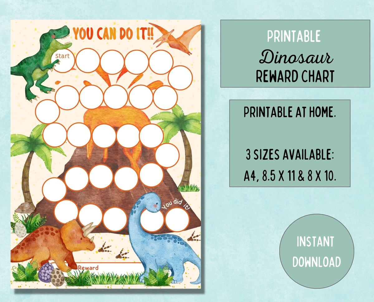 Printable Dinosaur Reward Chart Kids Chore Potty Training Digital Download Etsy Israel