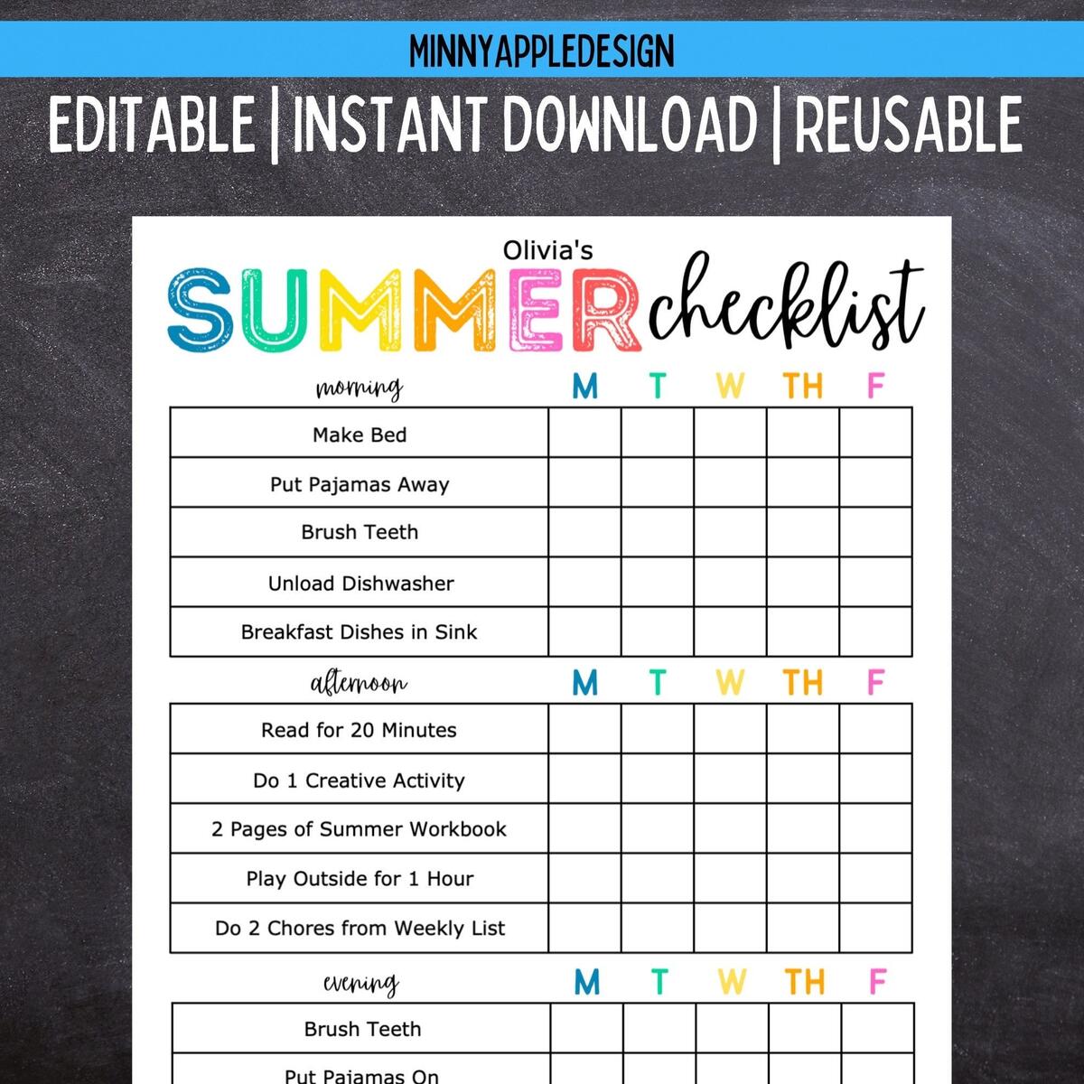 Printable Editable SUMMER Daily Checklist For Kids Chore Chart For Kids Summer Rules Summer Routine Instant Download Etsy Printable Editable SUMMER Daily Checklist For Kids Chore Chart For Kids Summer Rules Summer Routine Instant Download Etsy