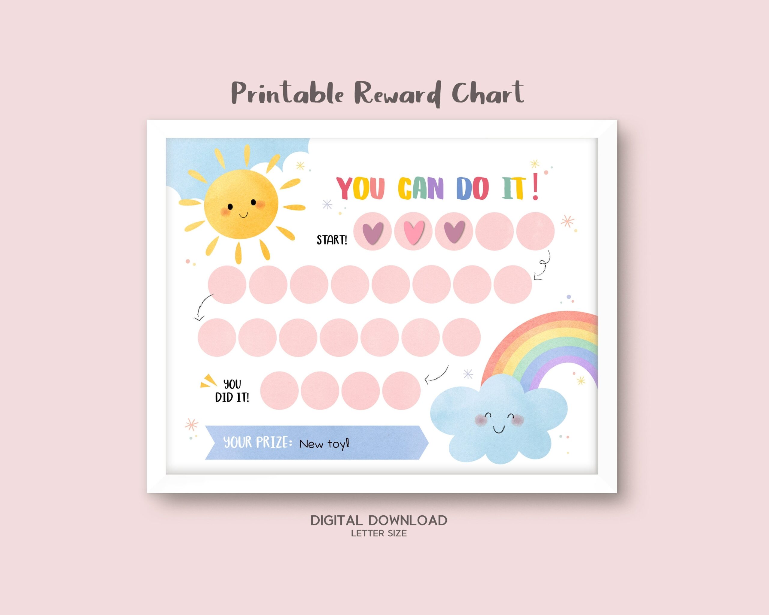 Printable Rainbow Reward Chart Girl S Sticker Chart Instant Download Reward Chart Toddler Reward Chart Potty Training Chart Sunshine Etsy