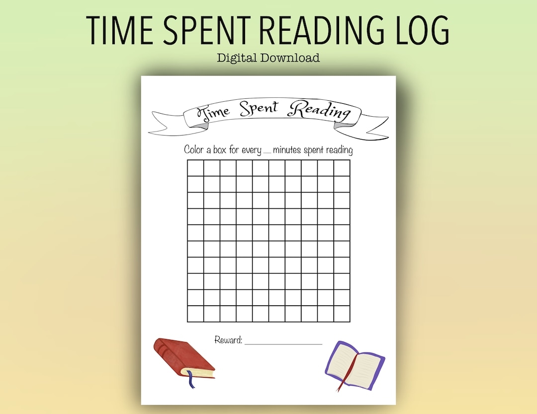 Printable Reading Log Time Spent Reading Minutes Read Chart Etsy