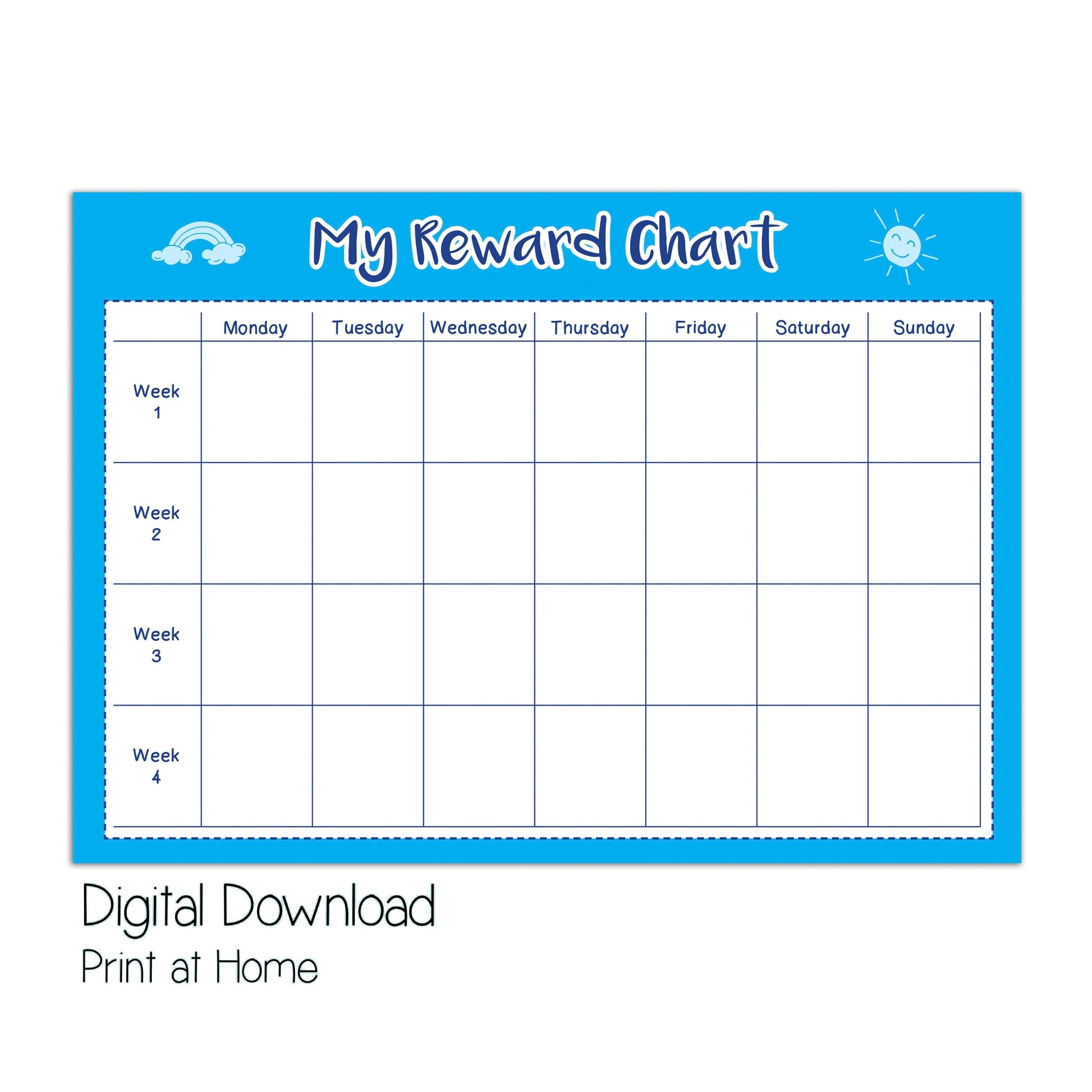 Reward Chart For Kids Free Printable Template Mosh