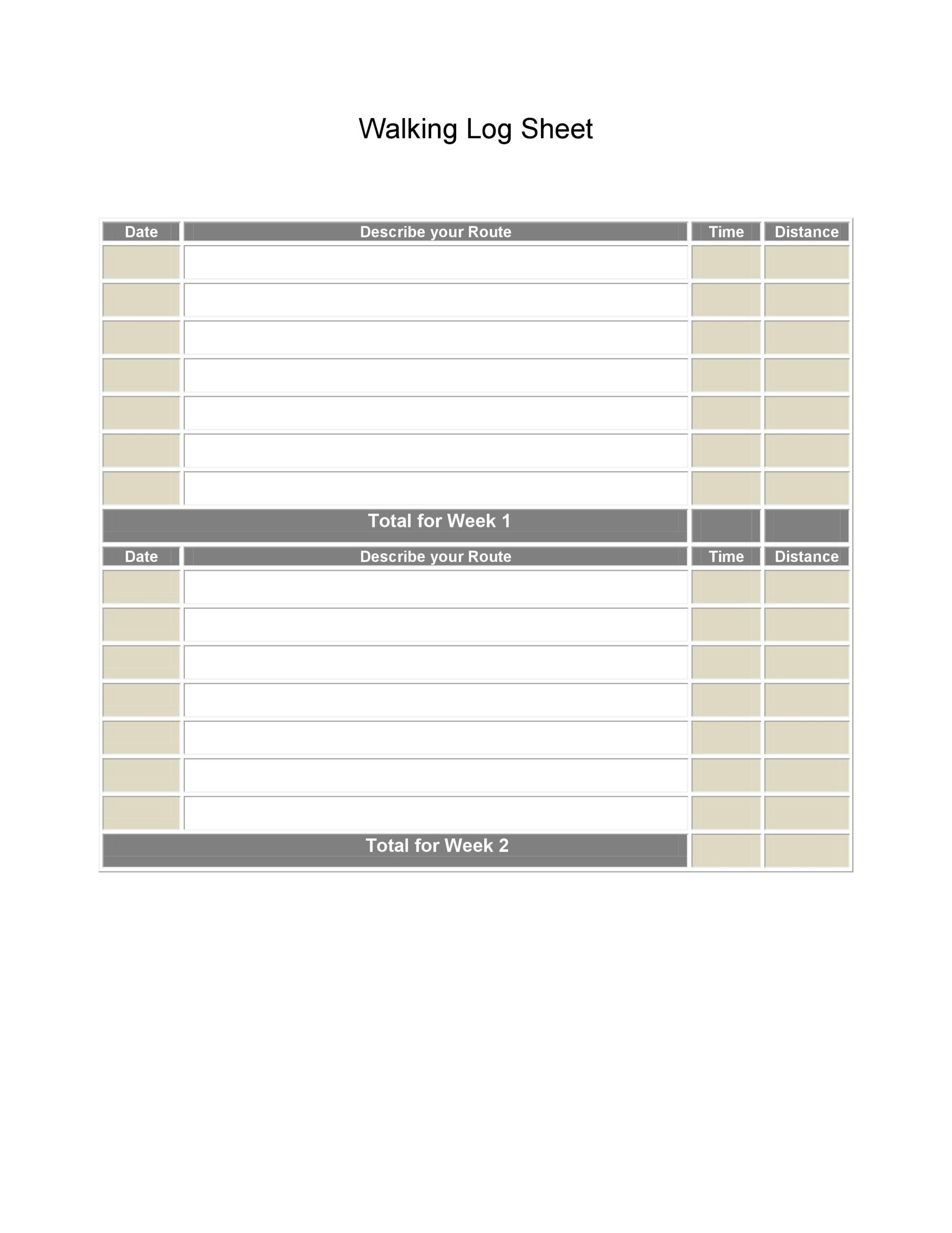 Download Printable Simple Running And Walking Tracker Template PDF