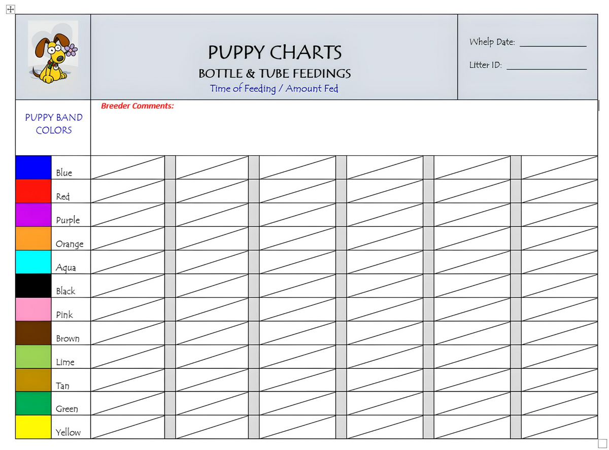 Puppy Weight Tracking Chart Etsy Denmark