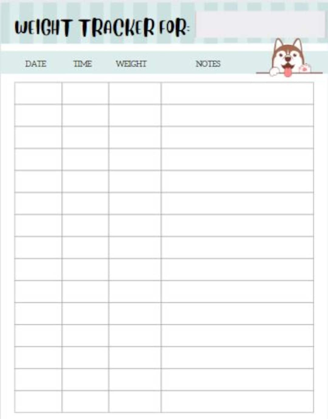 Puppy Weight Tracking Chart Etsy Denmark
