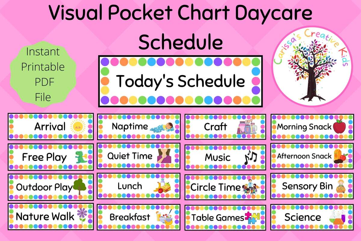 Rainbow Dot Visual Schedule Cards For Preschool Daycare Editable Daily Routine Chart Picture Schedule Pocket Chart Printable Etsy Denmark