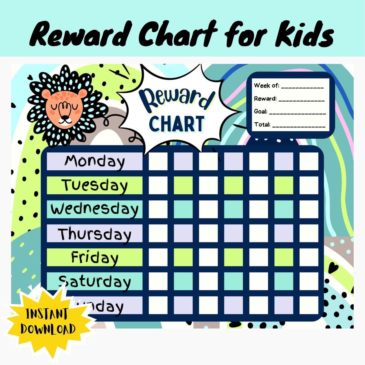 Reward Chart For Kids Toddlers Daycare And Classrooms Positive Behavior Reward System Home School Instant Digital Print Lion Theme Etsy