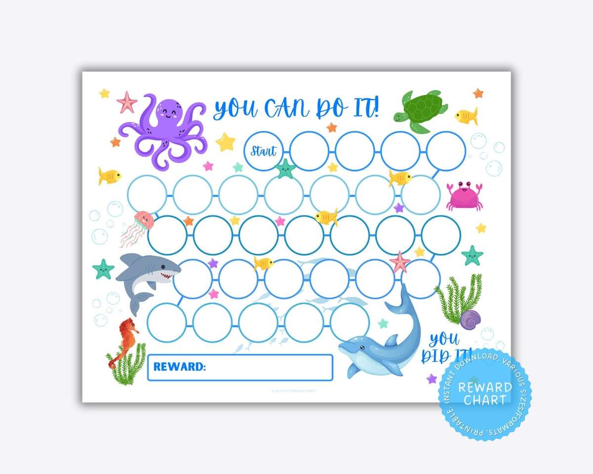 Reward Chart Printable Kids Reward Chart Potty Training Chart Ocean Theme Classroom Behavior Chart Sticker Chart Chore Chart Download Etsy
