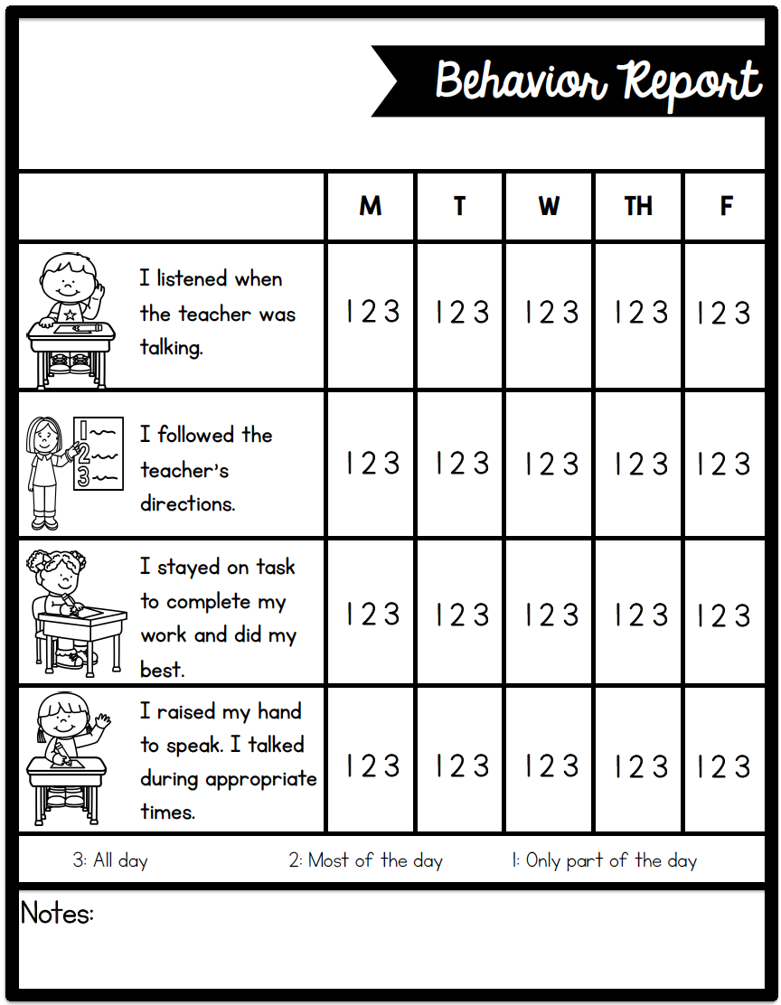 Sarah S First Grade Snippets Individual Behavior Chart Freebies