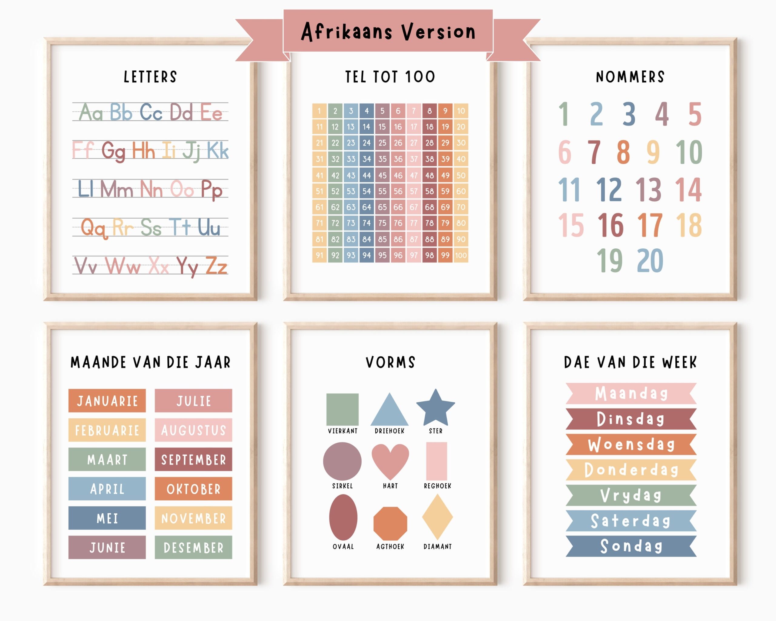 Set Of 6 Afrikaans Educational Printables Homeschool Classroom Decor Montessori Classroom Bilingual Classroom Afrikaans Classroom Prints Etsy
