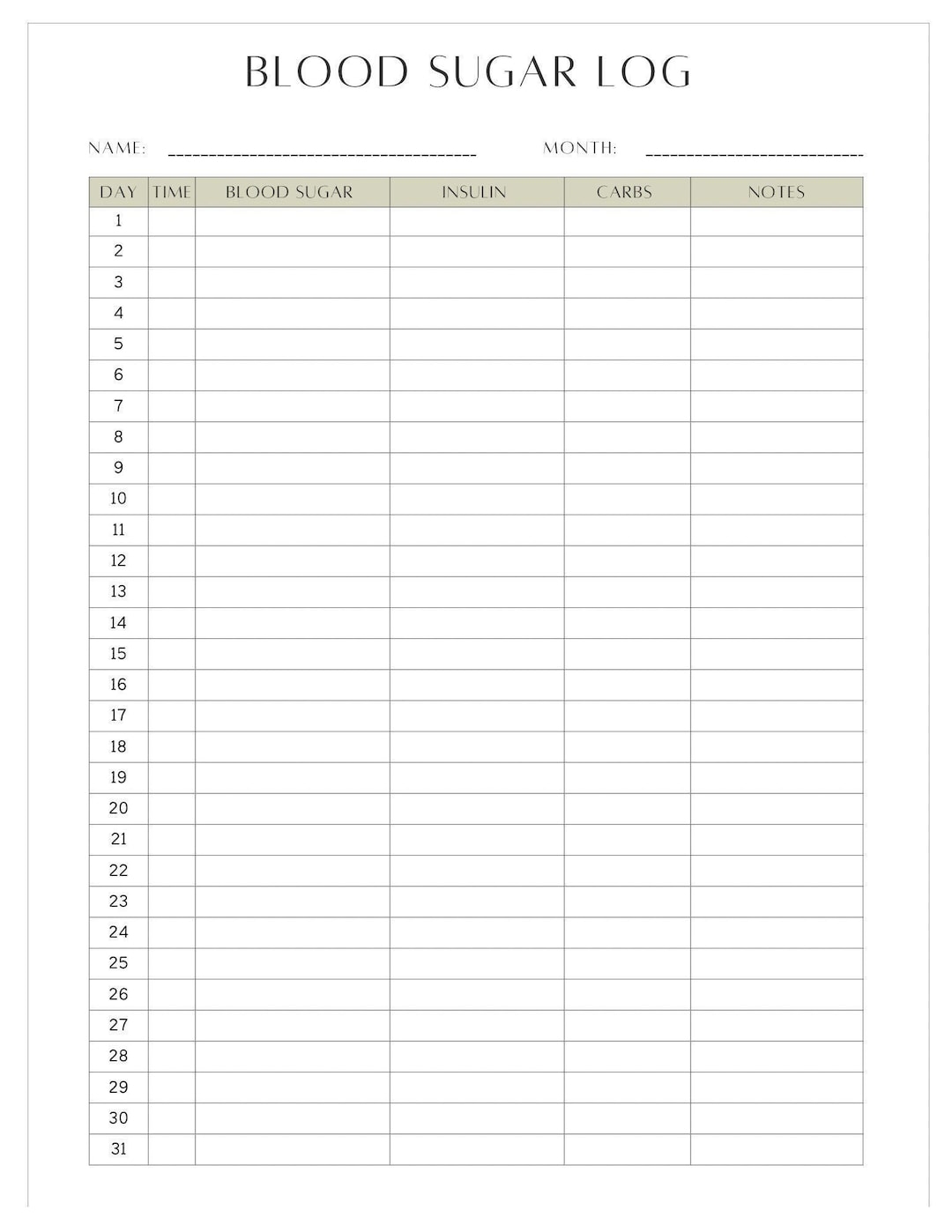 Simple Downloadable Blood Sugar Log Sheet Etsy Blood Sugar Log Printable Blood Sugar Reading Tracker Blood Glucose Tracker Diabetes Printable Diabetic Blood Sugar Diabetes Tracker Etsy