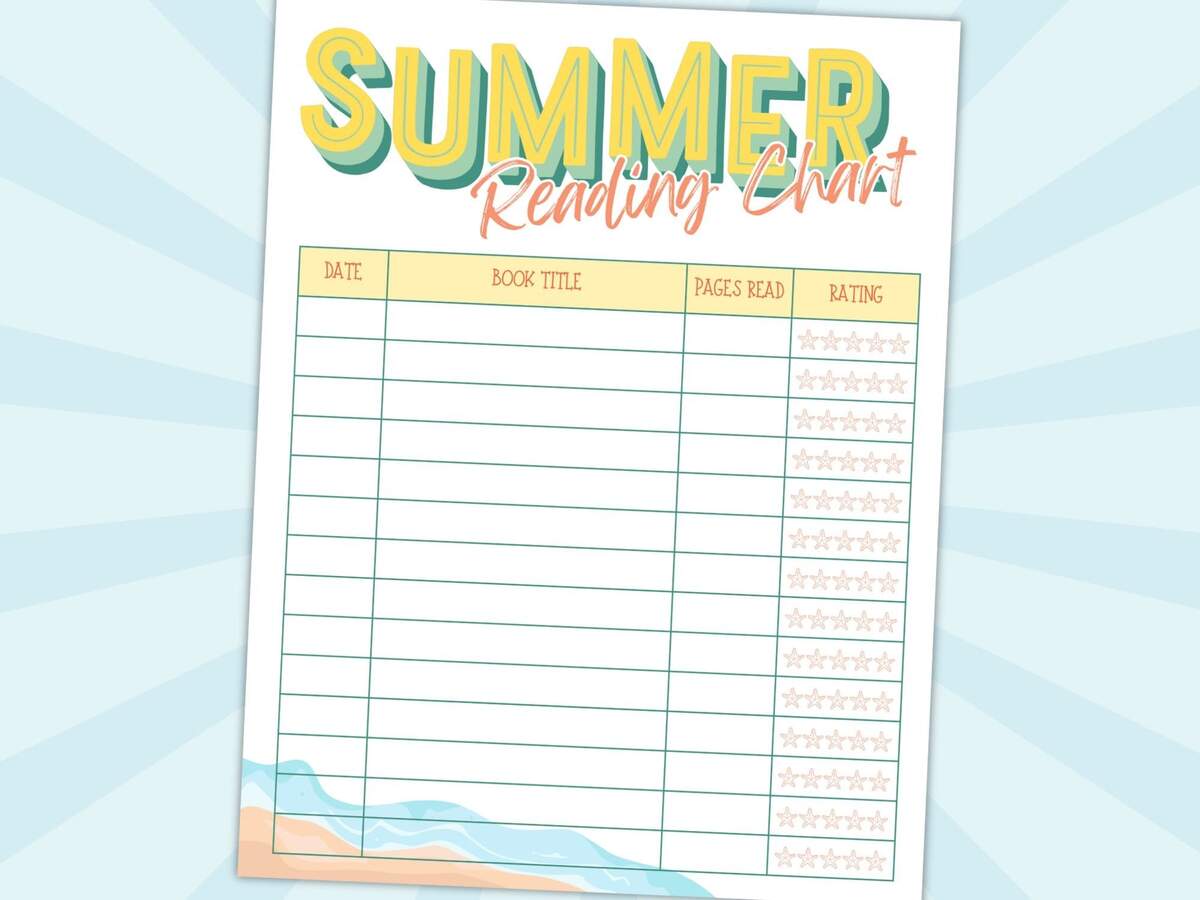 Summer Reading Chart Kids Reading Log Digital Download Etsy