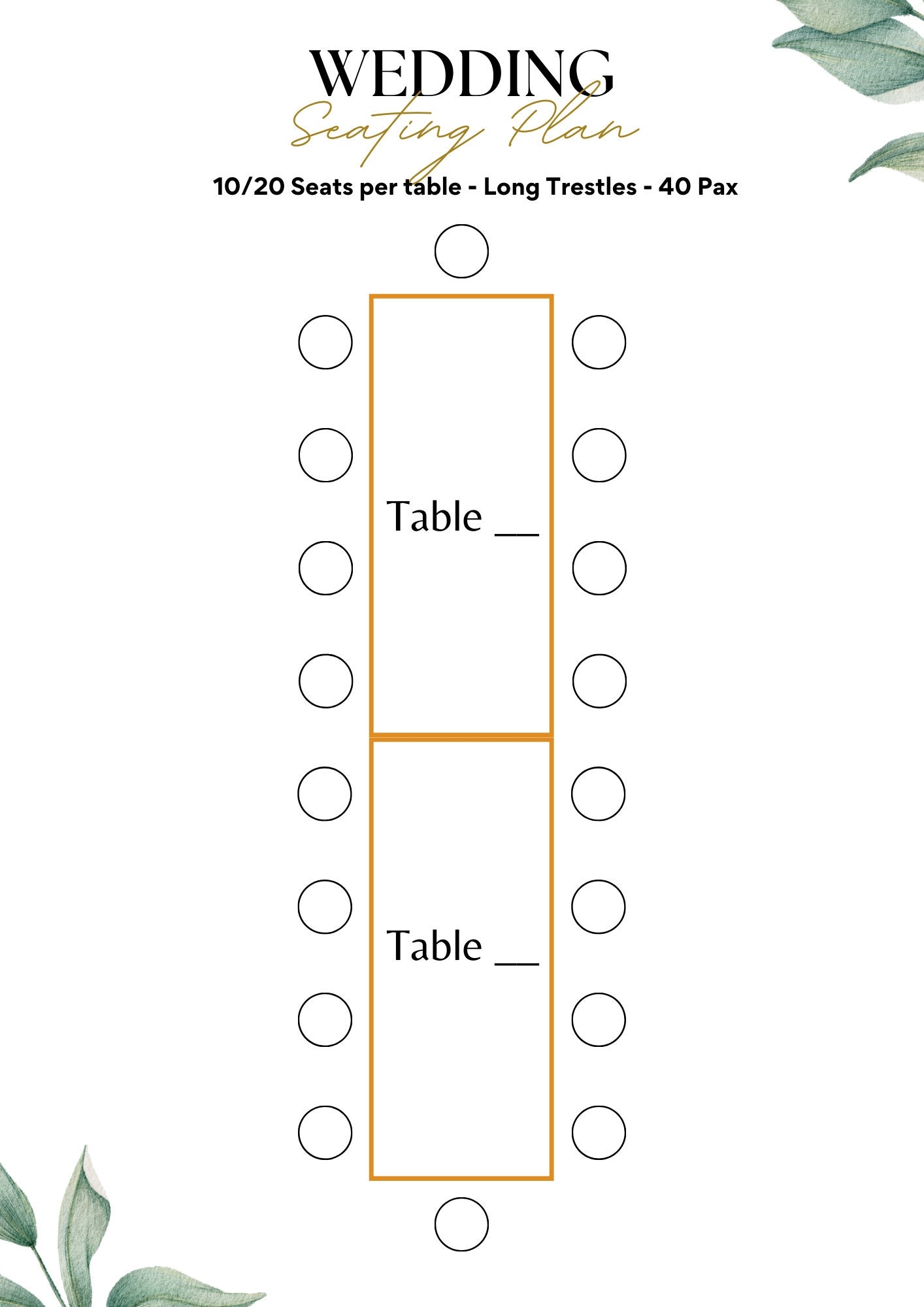 Table Seating Plan Chart Long 20 40 Pax Rectangle Table Guest Names Seating Planners Draft Instant Printable Download Event Table Plan Etsy