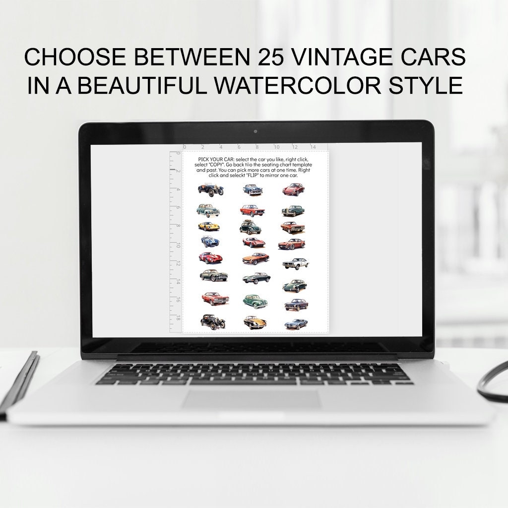 Vintage Cars Wedding Seating Chart Template Watercolor Vehicles Tableau De Marriage Table Cards Automotive Themed Instant Download AA061 Etsy Israel