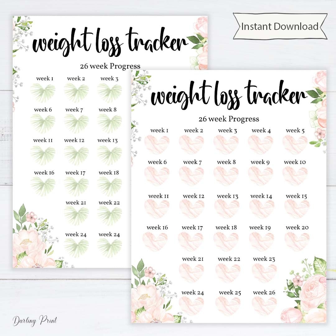 Weight Loss Tracker Weight Loss Journal Weekly Weight Loss Chart Weight Loss Motivation Weight Loss Goal Weight Loss Calendar Etsy